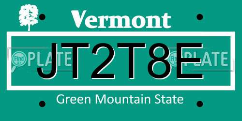 JT2T8E Vermont License Plate