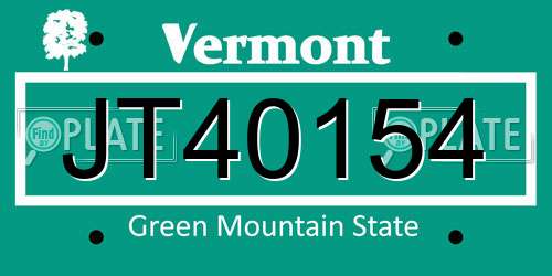 JT40154 Vermont License Plate