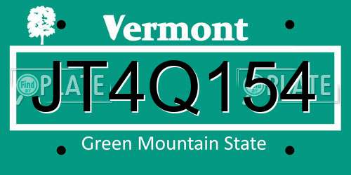 JT4Q154 Vermont License Plate