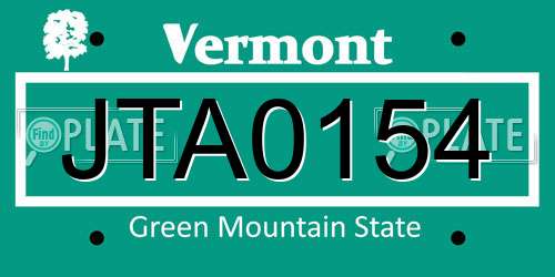 JTA0154 Vermont License Plate