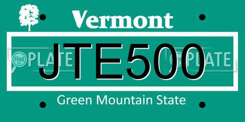 JTE500 Vermont License Plate