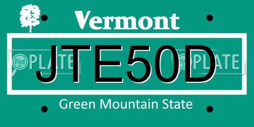 JTE50D Vermont License Plate