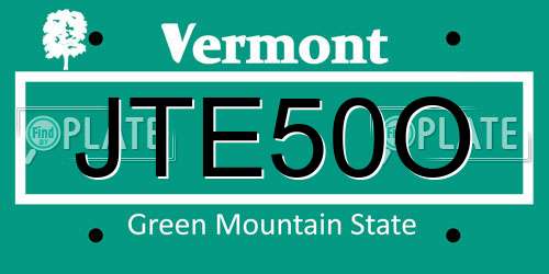 JTE50O Vermont License Plate