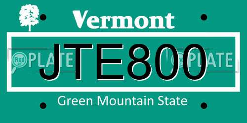 JTE800 Vermont License Plate