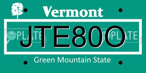JTE80O Vermont License Plate
