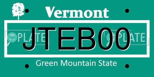 JTEB00 Vermont License Plate