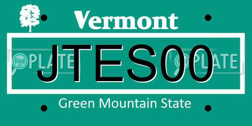 JTES00 Vermont License Plate
