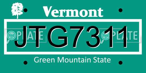 JTG7311 Vermont License Plate