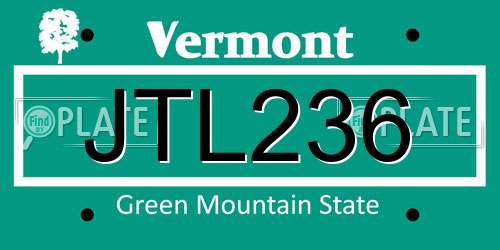 JTL236 Vermont License Plate