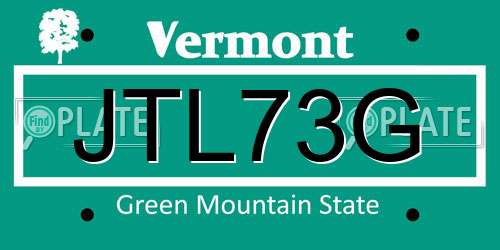 JTL73G Vermont License Plate