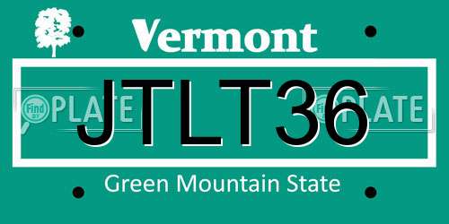 JTLT36 Vermont License Plate