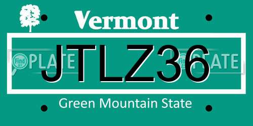 JTLZ36 Vermont License Plate