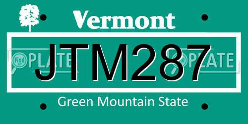 JTM287 Vermont License Plate