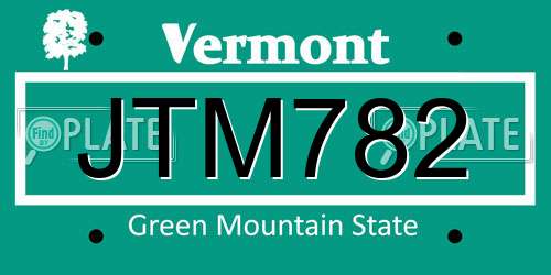 JTM782 Vermont License Plate