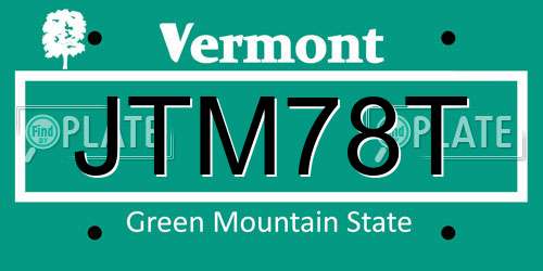 JTM78T Vermont License Plate