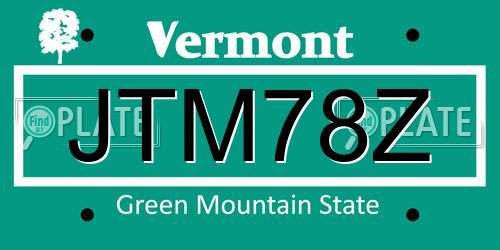 JTM78Z Vermont License Plate