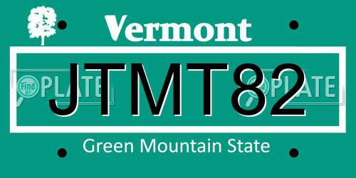 JTMT82 Vermont License Plate