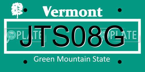 JTS08G Vermont License Plate