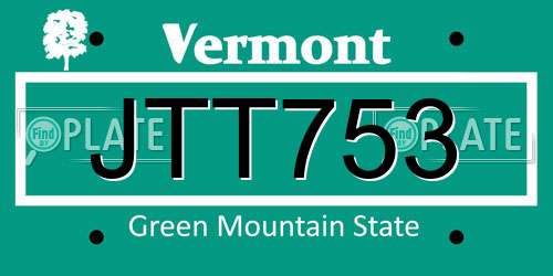 JTT753 Vermont License Plate
