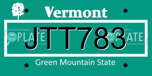 JTT783 Vermont License Plate