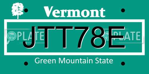 JTT78E Vermont License Plate