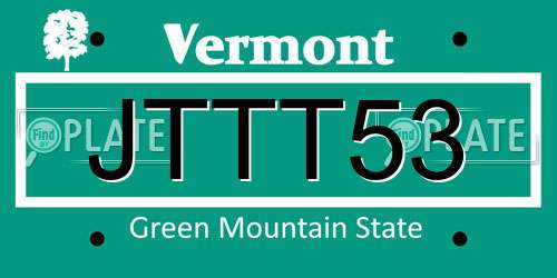 JTTT53 Vermont License Plate