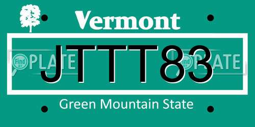 JTTT83 Vermont License Plate
