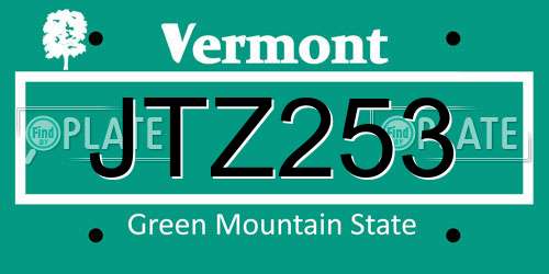 JTZ253 Vermont License Plate