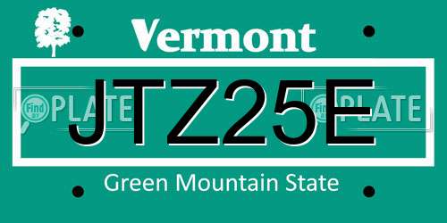 JTZ25E Vermont License Plate