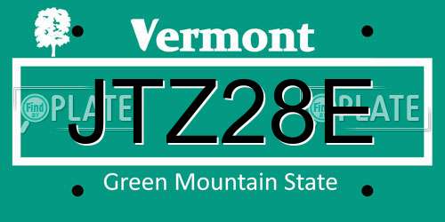 JTZ28E Vermont License Plate