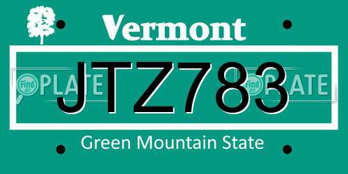 JTZ783 Vermont License Plate
