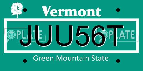JUU56T Vermont License Plate