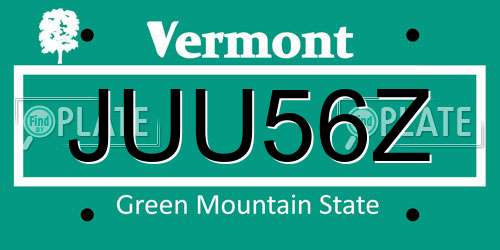 JUU56Z Vermont License Plate