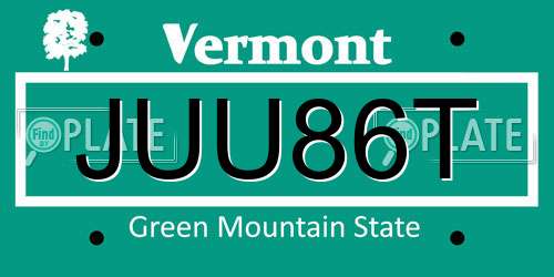 JUU86T Vermont License Plate