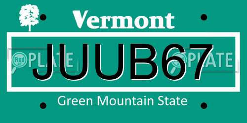 JUUB67 Vermont License Plate