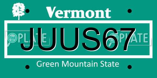 JUUS67 Vermont License Plate