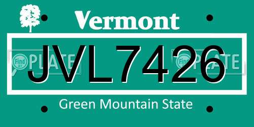 JVL7426 Vermont License Plate