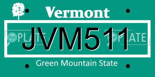 JVM511 Vermont License Plate