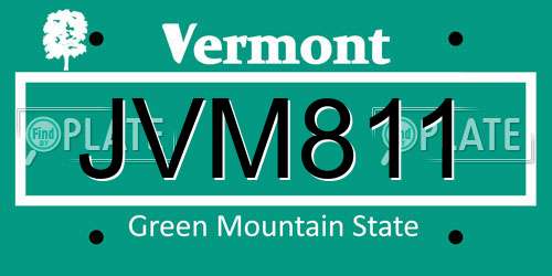 JVM811 Vermont License Plate