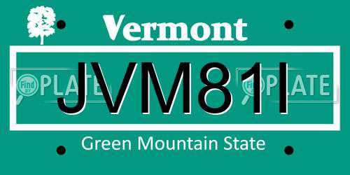 JVM81I Vermont License Plate