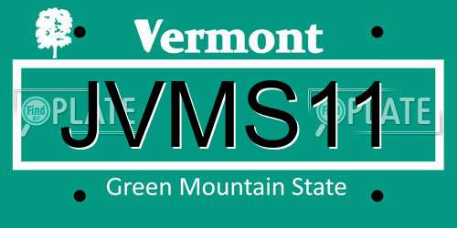 JVMS11 Vermont License Plate