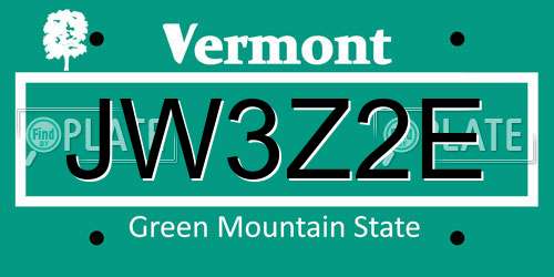 JW3Z2E Vermont License Plate