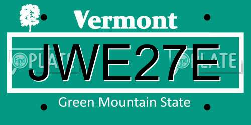 JWE27E Vermont License Plate