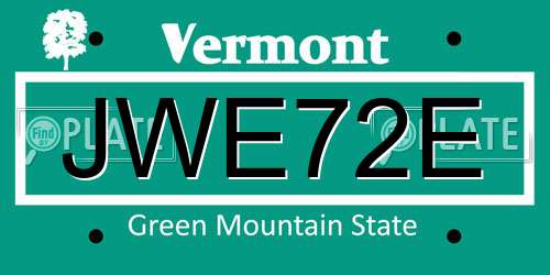 JWE72E Vermont License Plate