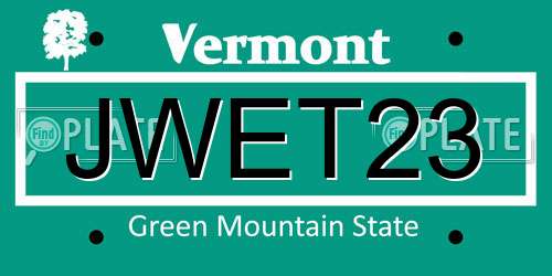 JWET23 Vermont License Plate