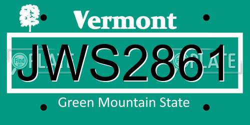 JWS2861 Vermont License Plate