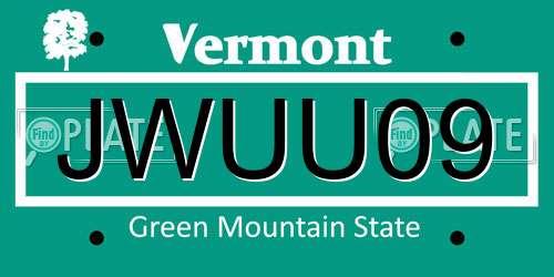 JWUU09 Vermont License Plate