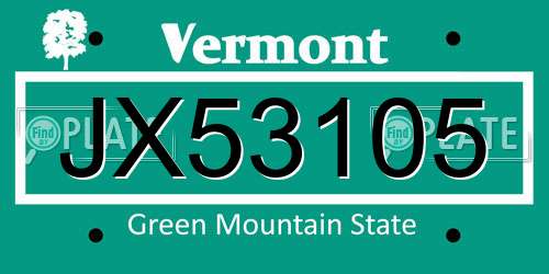 JX53105 Vermont License Plate