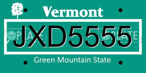 JXD5555 Vermont License Plate