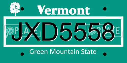 JXD5558 Vermont License Plate